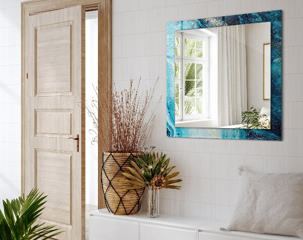 Wall mirror decor Blue abstract art