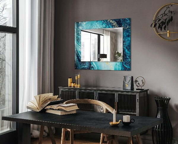 Wall mirror decor Blue abstract art