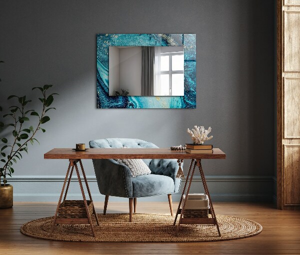 Wall mirror decor Blue abstract art