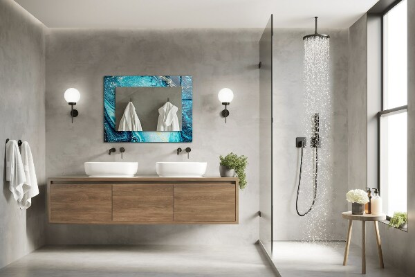 Wall mirror decor Blue abstract art