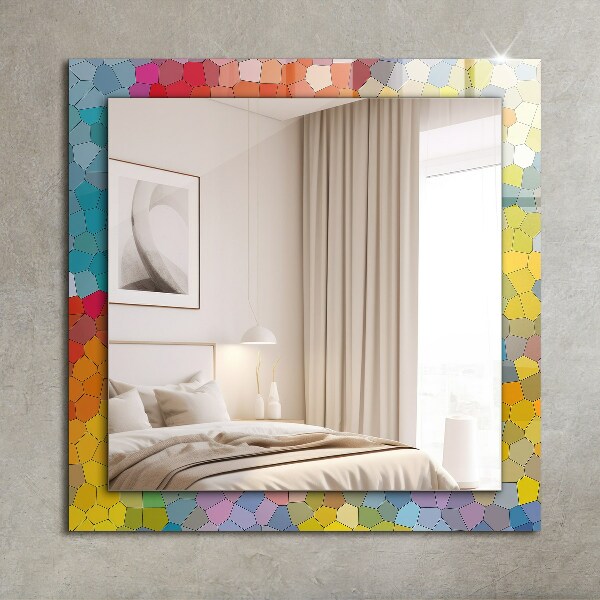 Mirror frame with print Abstract coloured mosaics