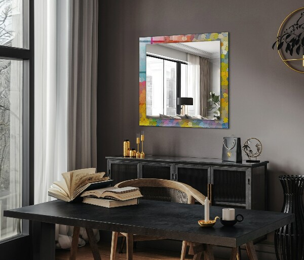 Mirror frame with print Abstract coloured mosaics