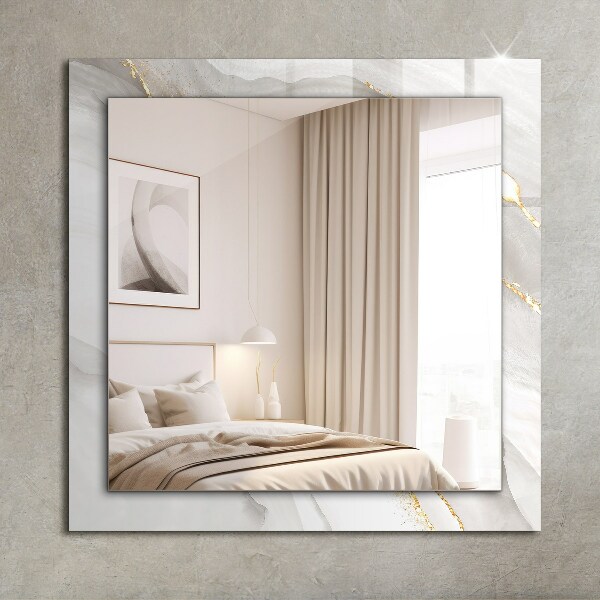 Mirror frame with print Grey marble