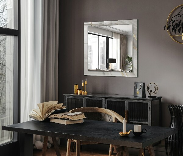 Mirror frame with print Grey marble