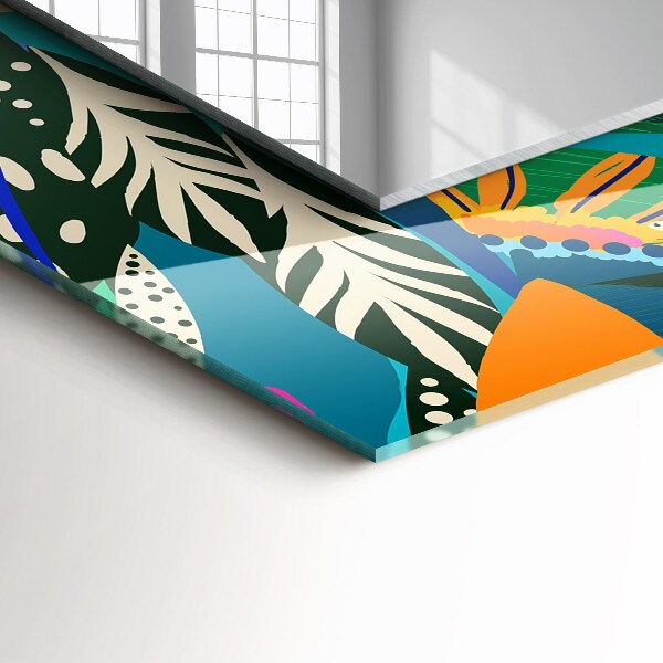 Mirror frame with print Abstract coloured flowers