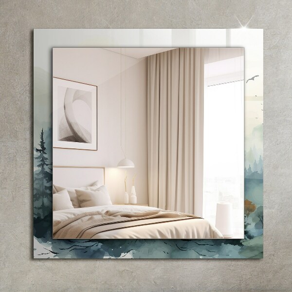 Mirror frame with print Flowers leaves birds