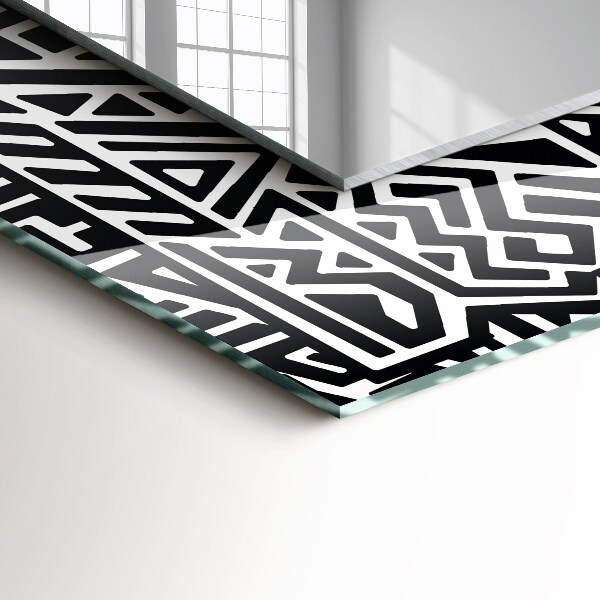 Mirror frame with print Blue wave motif