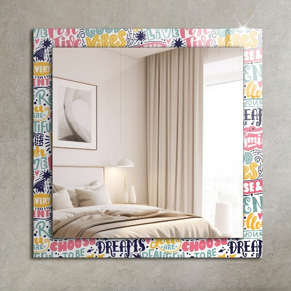 Printed mirror Abstract motifs in orange