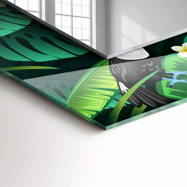 Mirror frame with print Turquoise geometric pattern