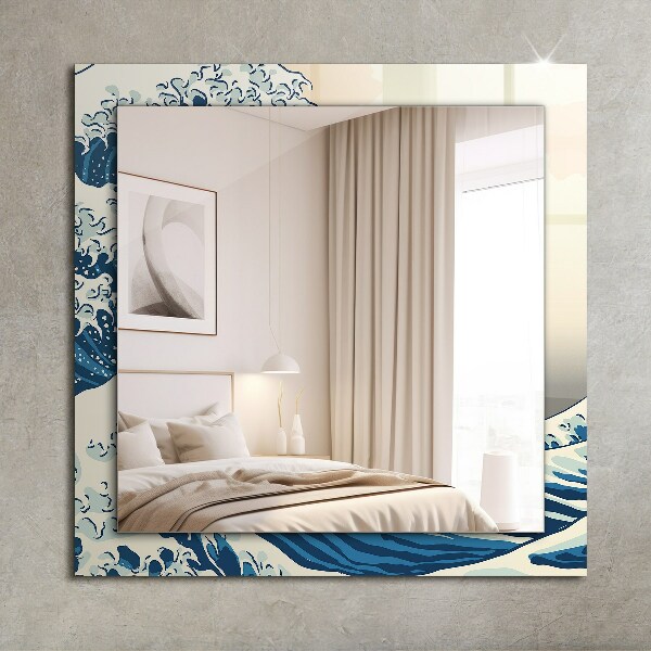 Mirror frame with print Abstract resin marble