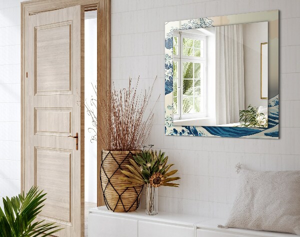 Mirror frame with print Abstract resin marble