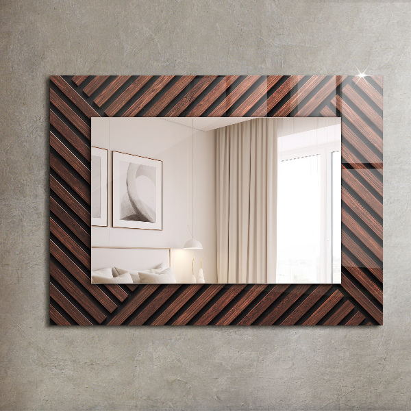 Decorative mirror Diagonal lines in bone