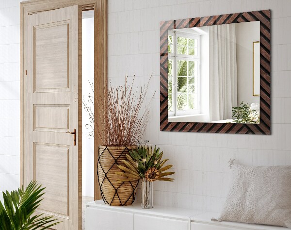 Decorative mirror Diagonal lines in bone