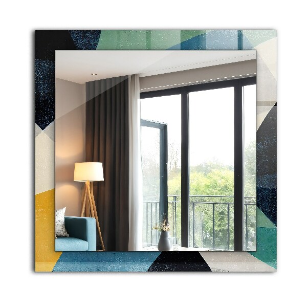 Mirror frame with print Coloured motifs