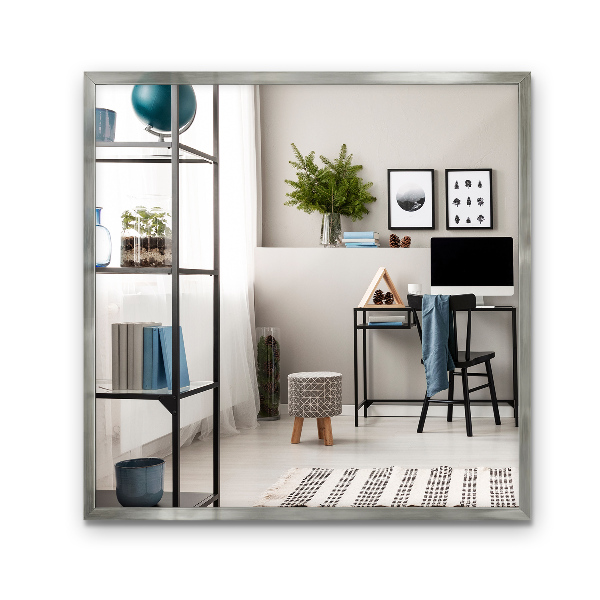 Minimalist square silver framed mirror 20x20 in
