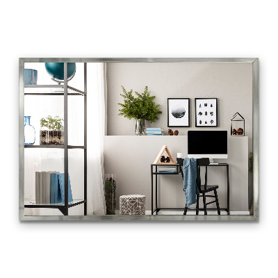Minimalist Silver Framed Wall Mirror 24x16 in