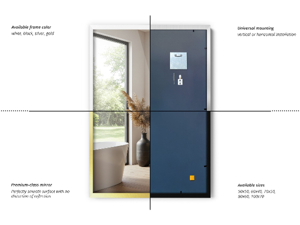 Minimalist Silver Framed Wall Mirror 24x16 in
