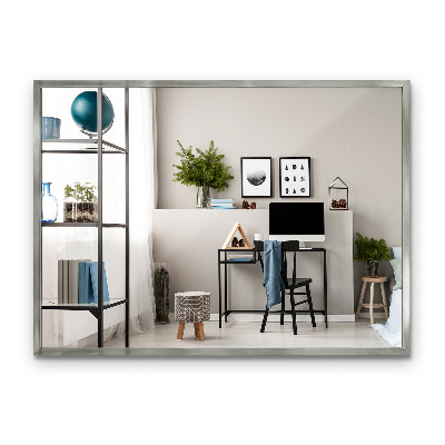 Minimalist rectangular silver framed mirror 28x20 in