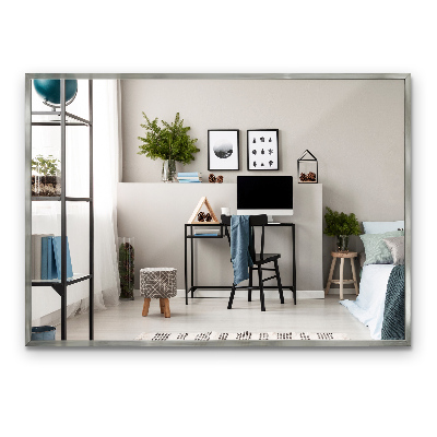 Minimalist rectangular silver framed mirror 39x28 in