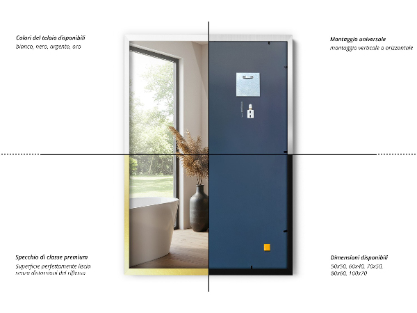 Minimalist rectangular silver framed mirror 39x28 in