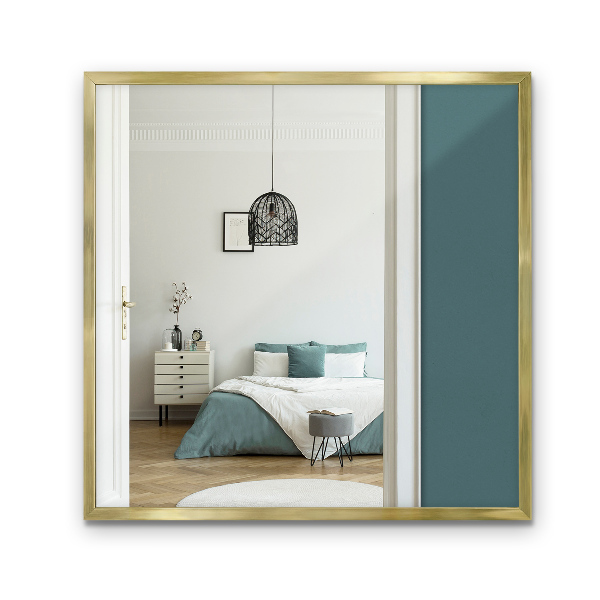 Minimalist square gold framed mirror 20x20 in