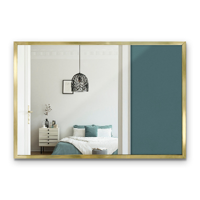 Minimalist wall mirror with a gold frame 24x16 in