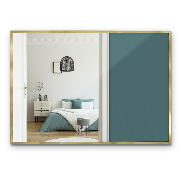 Minimalist rectangular gold framed mirror 39x28 in