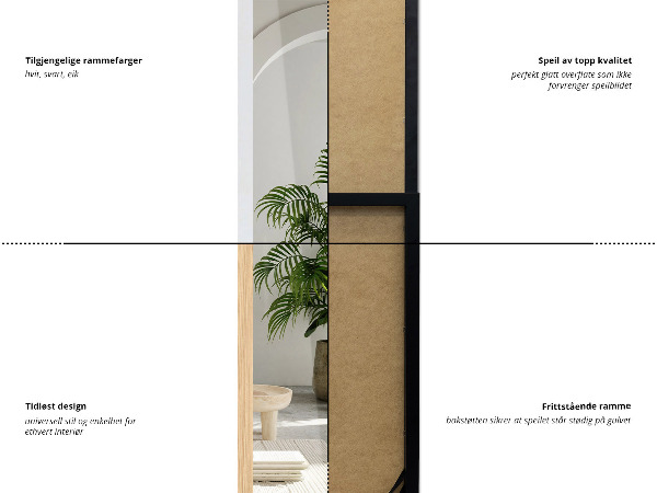 Large floor mirror white 14x61 in