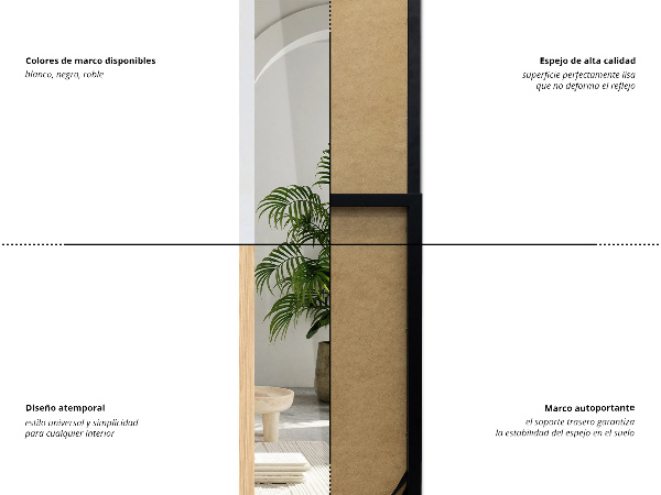 Large floor mirror black 14x61 in