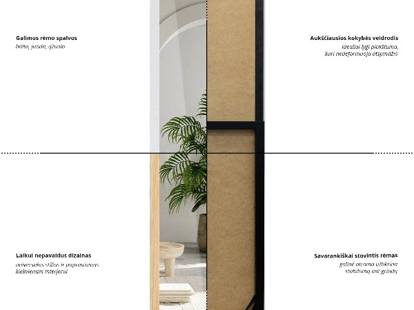 Large floor mirror black 14x61 in