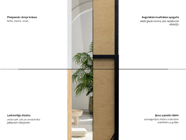 Large floor mirror black 14x61 in