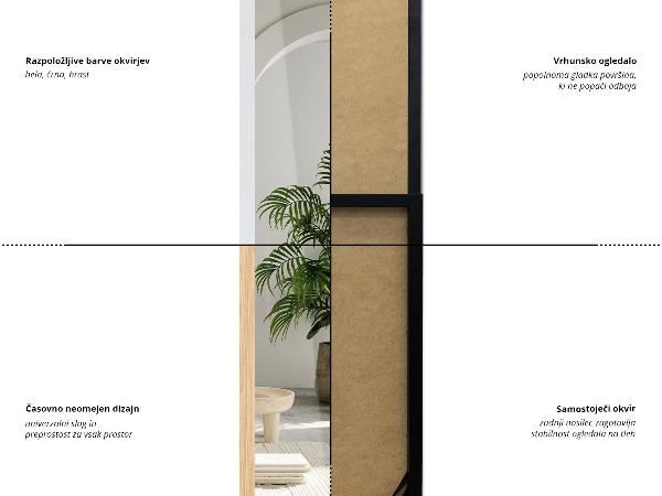 Large floor mirror oak colour 14x61 in