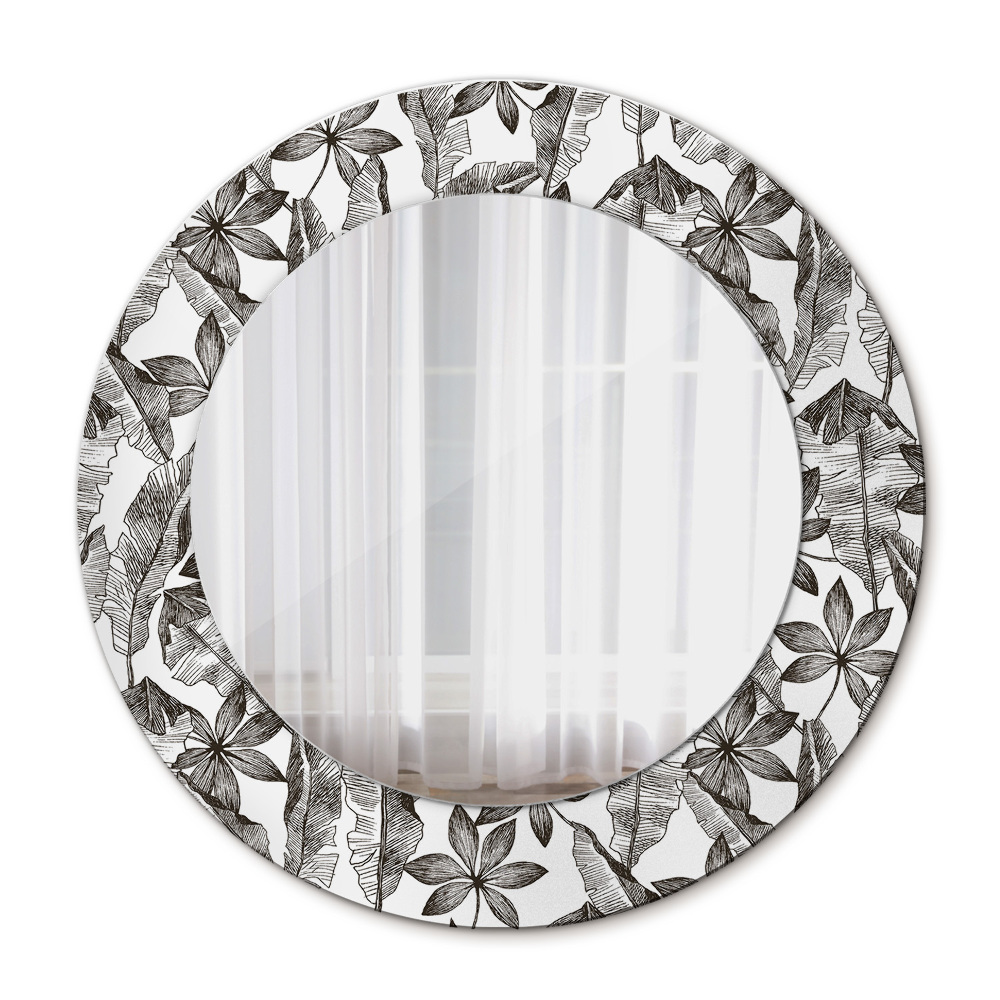 Round decorative mirror Tropical leaves