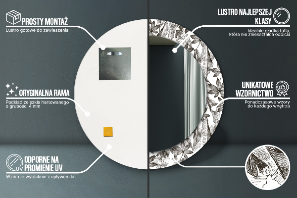 Round decorative mirror Tropical leaves