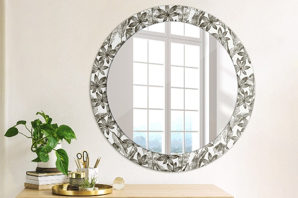 Round decorative mirror Tropical leaves