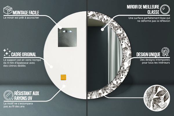 Round decorative mirror Tropical leaves