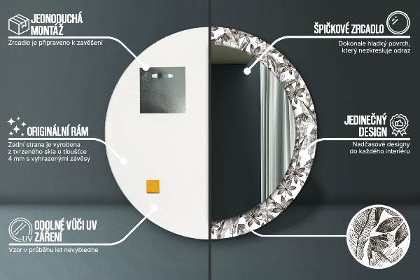 Round decorative mirror Tropical leaves