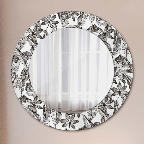 Round decorative mirror Tropical leaves