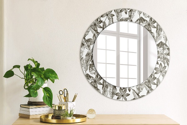 Round decorative mirror Tropical leaves