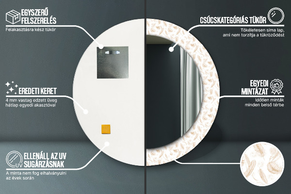 Round decorative mirror Feathers