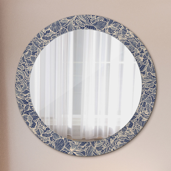 Round printed mirror Flowers