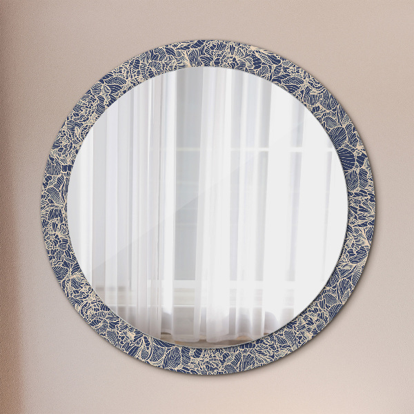 Round printed mirror Flowers