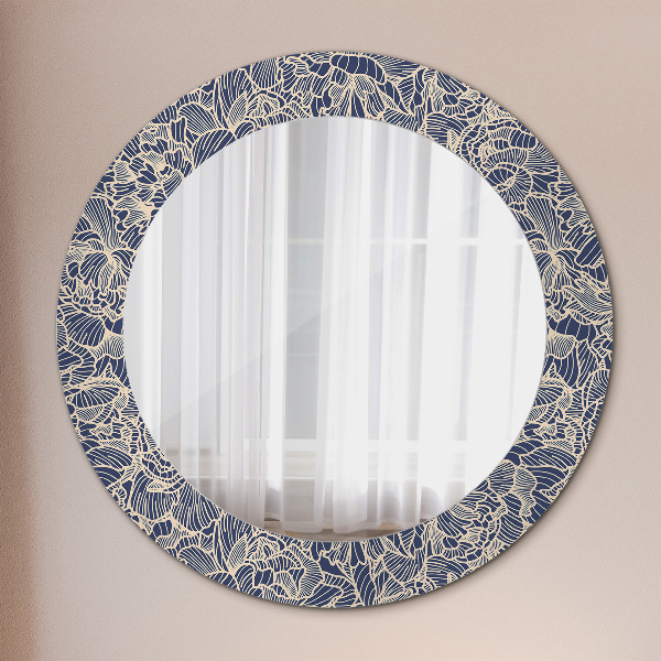 Round printed mirror Flowers