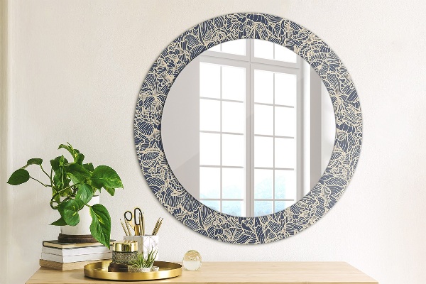 Round printed mirror Flowers