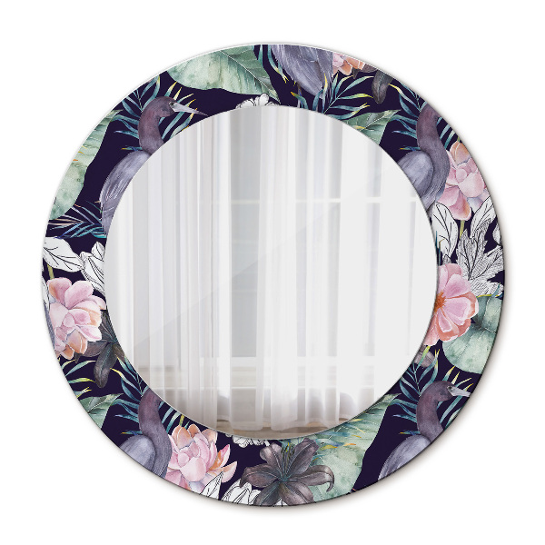 Round decorative mirror Caps birds