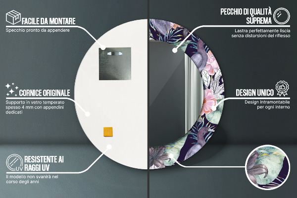 Round decorative mirror Caps birds