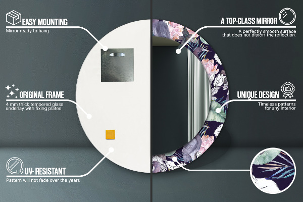 Round decorative mirror Caps birds