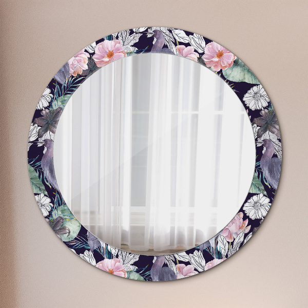 Round decorative mirror Caps birds