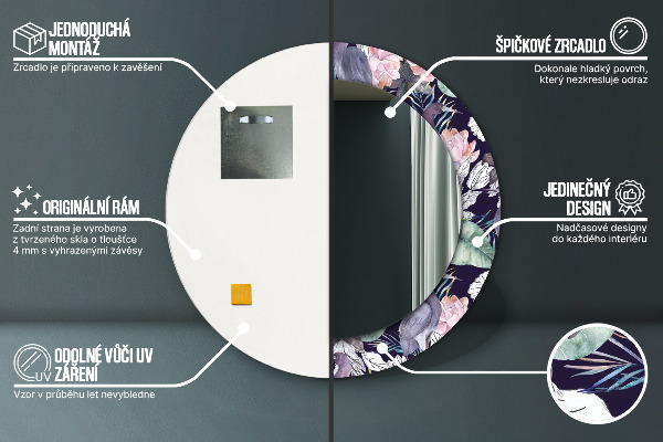 Round decorative mirror Caps birds