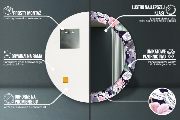 Round decorative mirror Caps birds